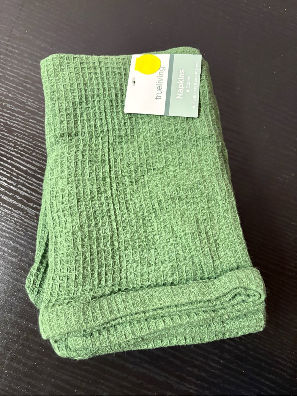 Trueliving Green Cotton Waffle Weave Napkins Set of 4 16x16 NWT